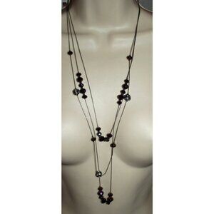 Lane Bryant Long Three Strand Rhinestone Purple Faceted Necklace Y2K Deadstock